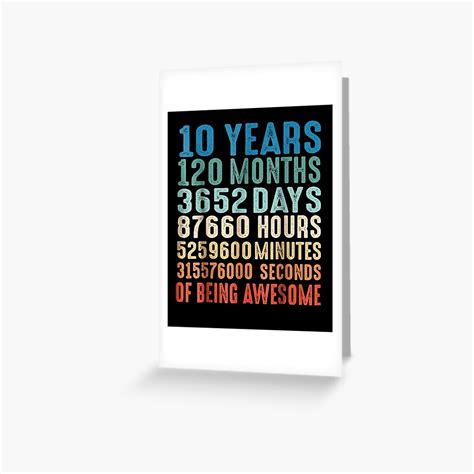 10 Years Old 10Th Birthday 120 Months Vintage Greeting Card For Sale By Ricardotito Redbubble
