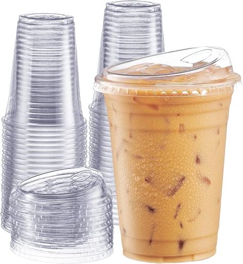 16 Oz Clear Plastic Cups With Strawless Sip Lids
