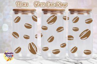 16 Oz Coffee Bean Libbey Glass Can Wrap Graphic By Animatizmagix