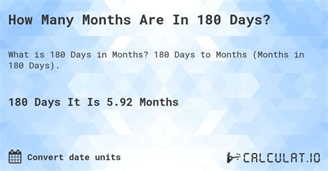 180 Days to Months: Unveiling the Exact Conversion for Your Planning Needs