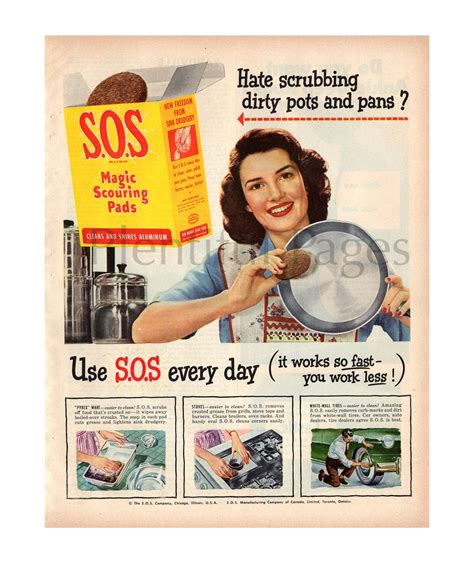 1949 S O S Scouring Pads Vintage Ad Advertising Art Magazine Ad 1940 S Housewife Pots Pans Advertisement Great To Frame 1949 S O S Scouring Pads Vintage Ad Advertising Art Magazine Ad 1940 S Housewife Pots Pans Advertisement Great To Frame