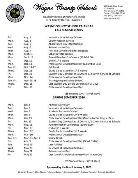 2025 26 School Calendar Wayne County School System