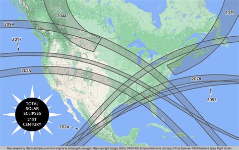 21St Century Total Solar Eclipse Map For The U S