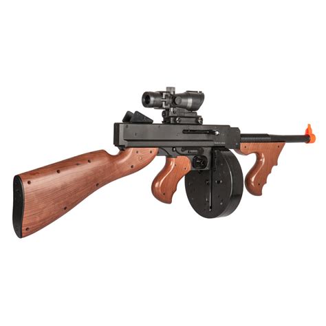 325 Fps M1921 Spring Tommy Airsoft Gun With Drum Magazine 2Q