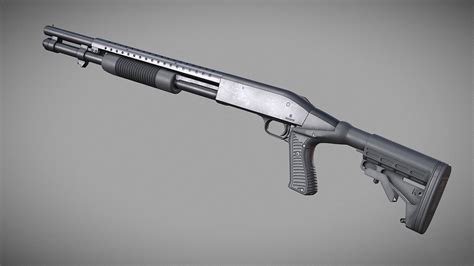 3D Model Mossberg 590 12 Gauge Pump Shotgun Vr Ar Low Poly Cgtrader
