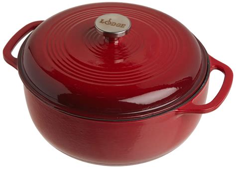 7 Quart Enameled Cast Iron Round Dutch Oven With Lid Red Cinnamon Home