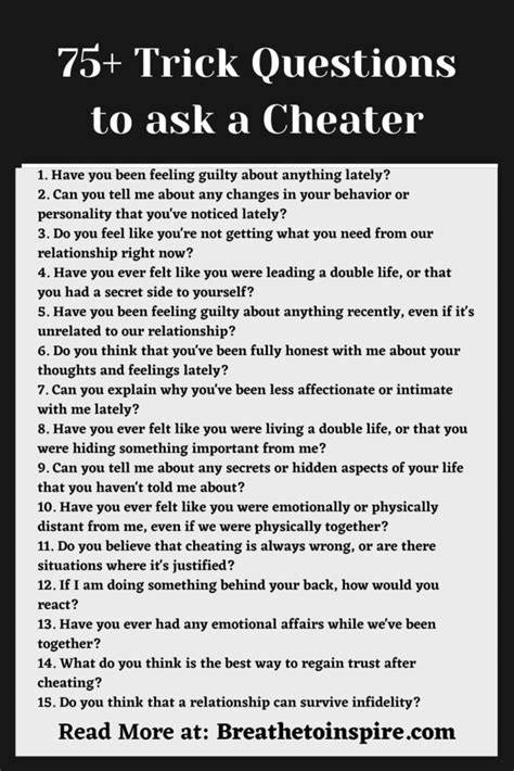 75 Trick Questions To Ask A Cheater Or Your Unfaithful Spouse Boyfriend Or Girlfriend