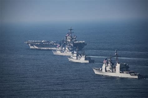 7Th Fleet Area Of Operations March 22 2017 United States And The Republic Of Korea Navy Vessels Participate In A Photo Exercise During Exercise Foal Eagle The Carl Vinson Carrier Strike Group