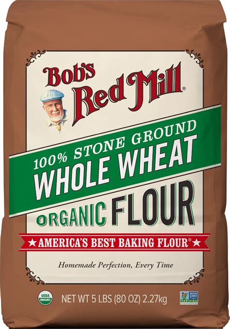 Amazon Com Bob S Red Mill Organic Whole Wheat Flour 5Lb Pack Of 1 Non Gmo Whole Grain Vegan Kosher Grocery Gourmet Food