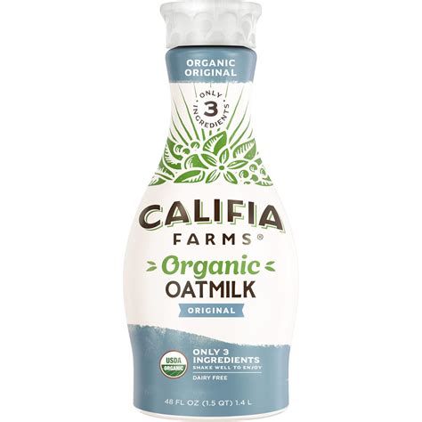 Amazon Com Califia Farms Organic Original Oat Milk 48 Oz Dairy Free Plant Based Vegan Non Gmo Usda Organic Milk Everything Else
