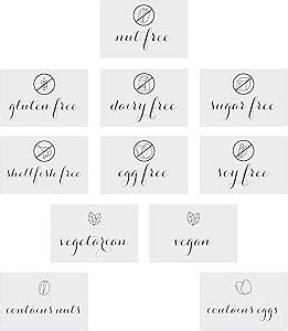 Amazon Com Fun Express Dietary Restrictions Table Sign Set 33 Pieces Home Kitchen