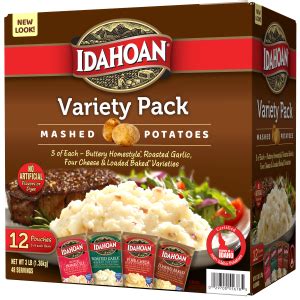 Amazon.com : Idahoan Flavored Mashed Potatoes Variety Pack, Made With Naturally Gluten-Free 100% Real Idaho Potatoes, Box Of 12 Pouches : Packaged Mashed Potatoes : Grocery & Gourmet Food Amazon.com : Idahoan Flavored Mashed Potatoes Variety Pack, Made With Naturally Gluten-Free 100% Real Idaho Potatoes, Box Of 12 Pouches : Packaged Mashed Potatoes : Grocery & Gourmet Food
