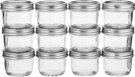 Amazon Com Kerr Wide Mouth Half Pint Glass Mason Jars 8 Ounces With Lids And Bands 12 Count Per Case 1 Case Canning Jars Home Kitchen