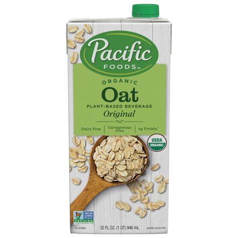Amazon Com Pacific Foods Original Organic Oat Milk Plant Based Milk 32 Oz Carton 12 Pack Grocery Gourmet Food