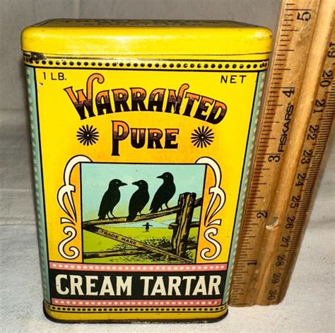 Antique Three Crow Cream Tartar Spice Tin Litho Can Rockland Maine Antique Three Crow Cream Tartar Spice Tin Litho Can Rockland Maine