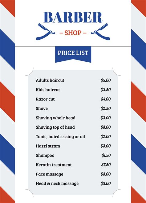 Barber Price List Template Educational Printable Activities Barber Price List Template Educational Printable Activities