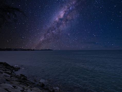 Beautiful Night With Sea Of Stars And The Milky Way Galaxy Stock Image