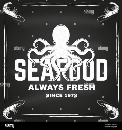 Best Seafood Fresh Octopus Vector Illustration For Seafood Emblem