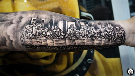 Black Jesus Last Supper Tattoo