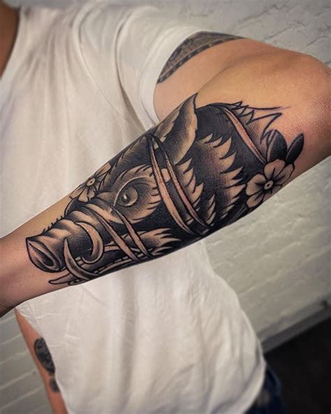 Boar Head Done By Benjamin Slangar At Fist Of Needles Finland Vaasa R Tattoos