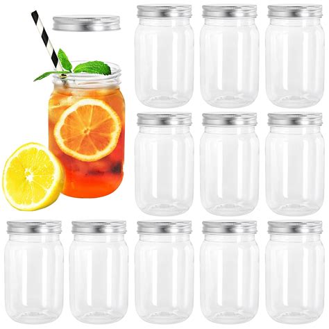Bpa Free Mason Cocktail Cups 12 Pack Plastic Mason Jars 16Oz Clear Storage Containers With Lids Bpa Free Mason Jars Bpa Free Mason Cocktail Cups 12 Pack Plastic Mason Jars 16Oz Clear Storage Containers With Lids Bpa Free Mason Jars