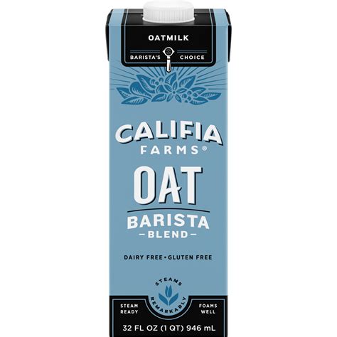 Califia Farms Oat Milk Unsweetened Barista Blend 32 Fl Oz 6 Pack Walmart Com
