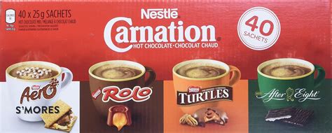 Carnation Hot Chocolate 40 Sachets X 25 G Variety Pack 4 Flavors Sc