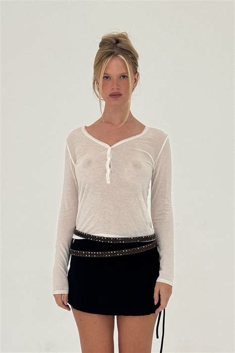 Cashmere Blend Henley Tee In White Find Me Now The Label Cashmere Blend Henley Tee In White Find Me Now The Label