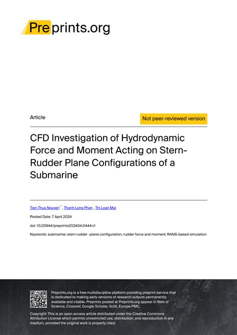 Cfd Investigation Of Hydrodynamic Force And Moment Acting On Stern