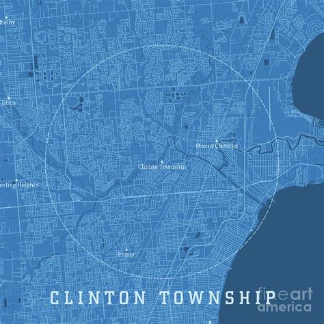 Clinton Township Mi City Vector Road Map Blue Text Yoga Mat By Frank Ramspott Pixels Merch
