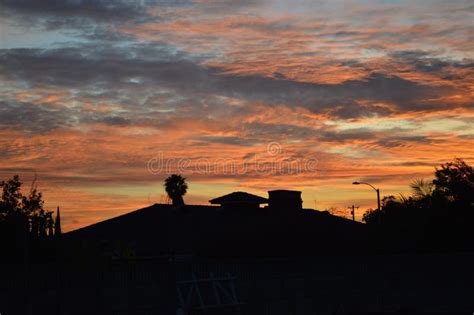 Cloudy Orange Sunset West Covina California Stock Photo Image Of High Orange 111076184