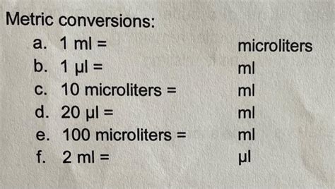 Converting Microliters To Milliliters