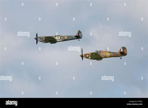 Cumbria Uk 06Th Sep 2015 World War Two Spitfire And Hurricane Cumbria Uk 06Th Sep 2015 World War Two Spitfire And Hurricane