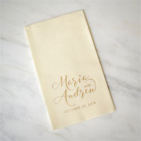 Custom Gold Foil Linen Like Guest Towels Personalized Wedding Etsy