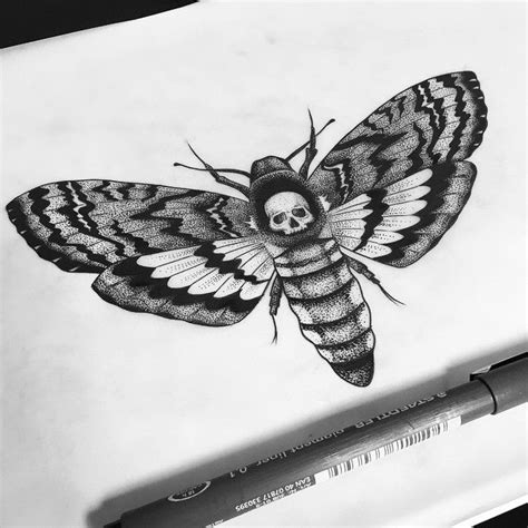 Death Head Moth Tattoo Design