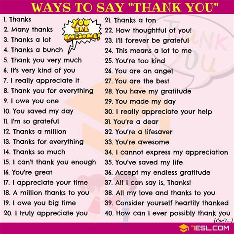 Different Ways To Say Thank You Free English Vocabulary Lesson