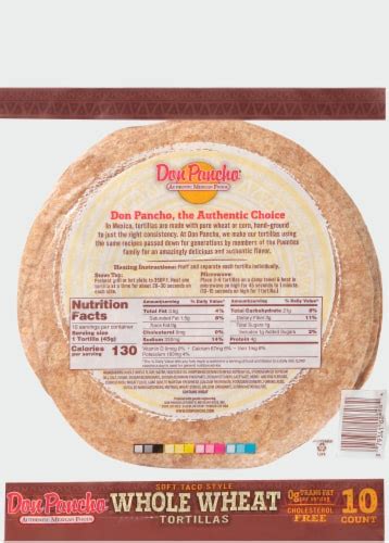 Don Pancho Whole Wheat Tortillas 10 Ct 16 Oz Fry S Food Stores