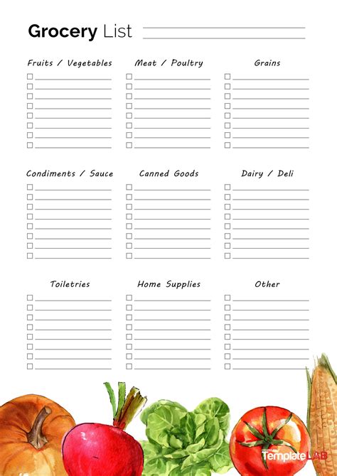 Download Grocery List Template 26 Printable Grocery List Template