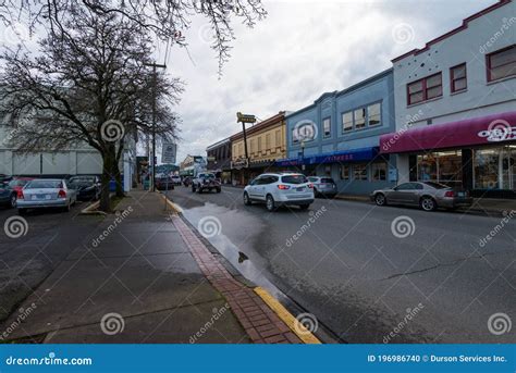 Downtown Coos Bay Oregon Street View Editorial Image Image Of Cars