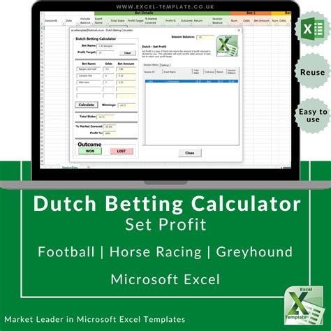 Dutch Betting Calculator Set Profit Microsoft Excel Etsy