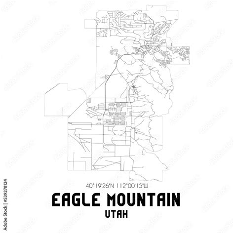 Eagle Mountain Utah Us Street Map With Black And White Lines Stock