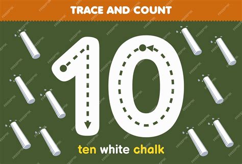 Education Game For Children Tracing Number Ten And Counting Of Cute