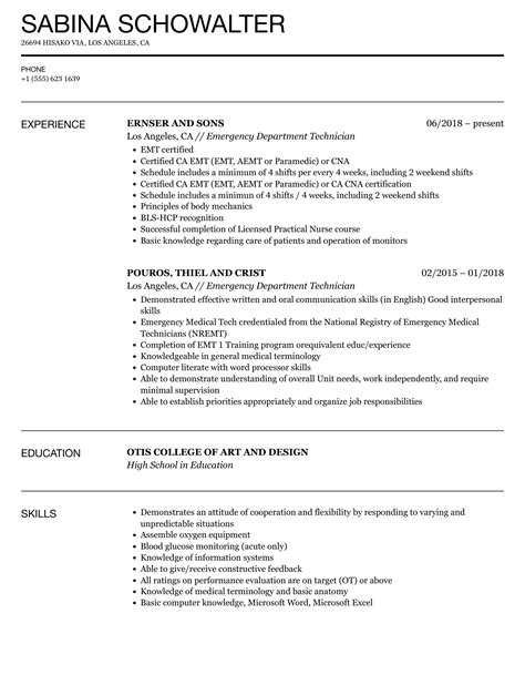 Emergency Department Technician Resume Samples Velvet Jobs Emergency Department Technician Resume Samples Velvet Jobs