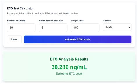 Etg Calculator Estimate Alcohol Detection Time Since Last Drink Ai