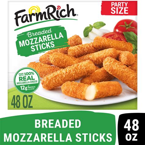 Farm Rich Breaded Mozzarella Cheese Sticks 48 Oz Frozen Snacks And Appetizers Walmart Com