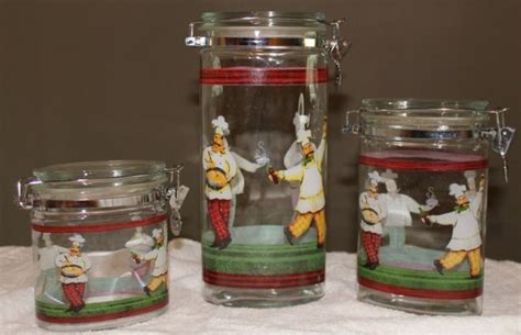 Fat Chef Set 3 Pasta Cannisters Bistro Decor Decor Mason Jars