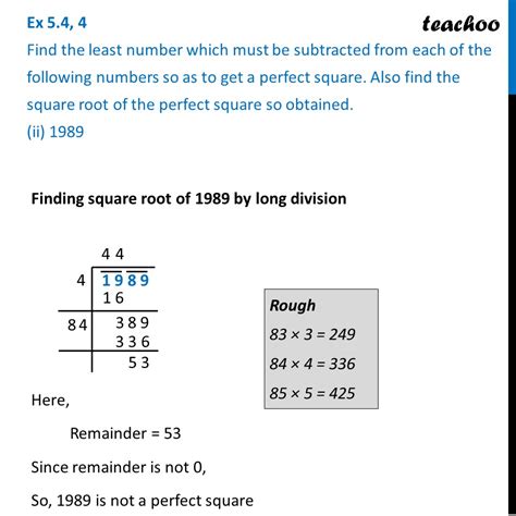 Find Least Number To Be Subtracted From 1989 To Get Perfect Teachoo Find Least Number To Be Subtracted From 1989 To Get Perfect Teachoo