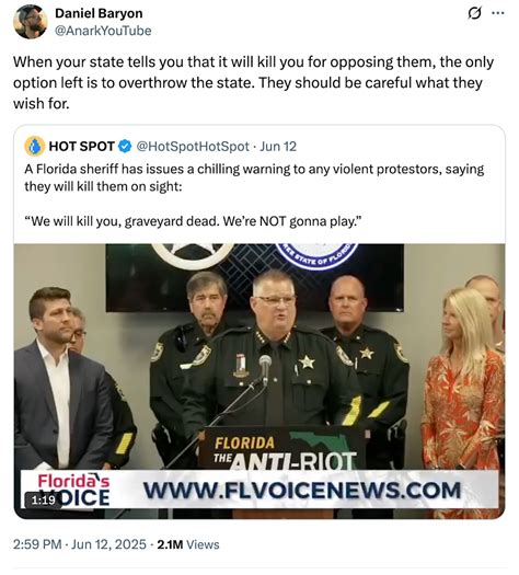 Florida Sheriff S Warning To Violent Protesters We Will Kill You