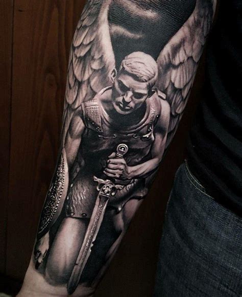Forearm Sleeve Idea Archangel Michael Body On The Front And Wings Wrapping My Arm R Tattoodesigns