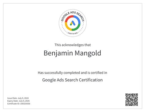 Google Ads Health Certificate